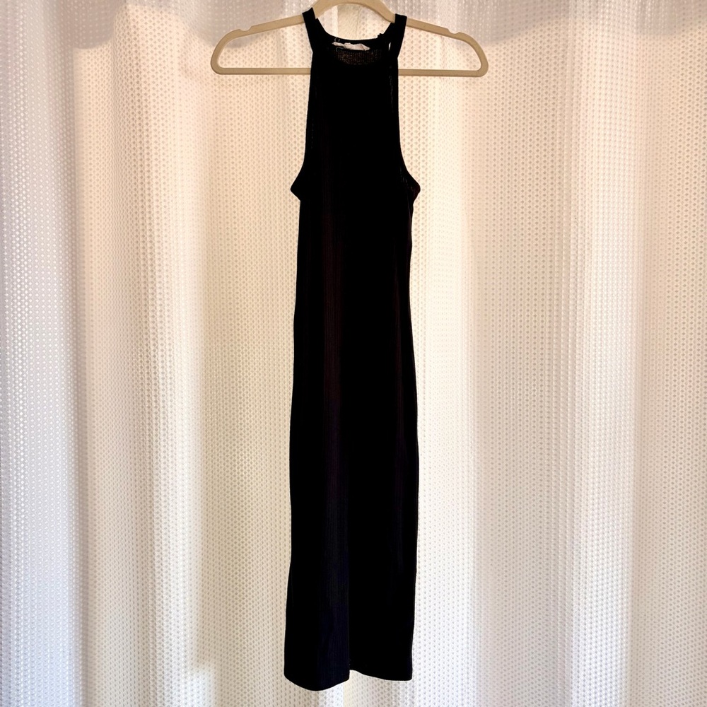 Love Tree Black Ribbed Halter Neck Dress